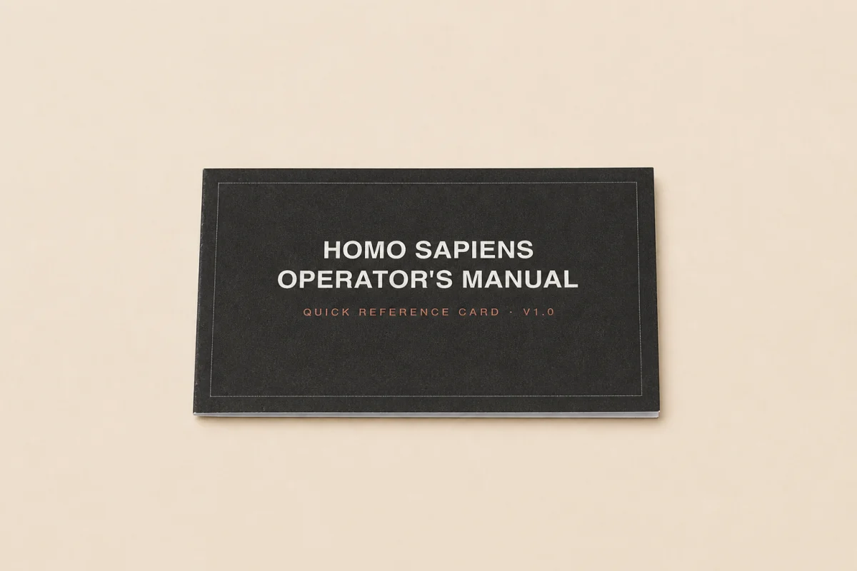 Tri-fold wallet card fully folded to credit-card size with its black front cover facing up